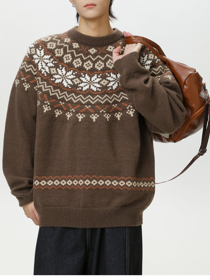 Fair Isle pattern Ethnic style All-match Pullover sweater