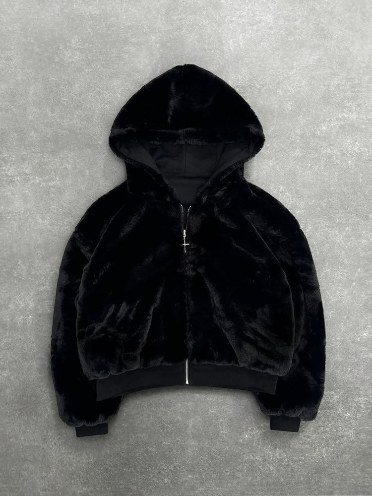 Reversible Leopard Print Hoodie Jacket