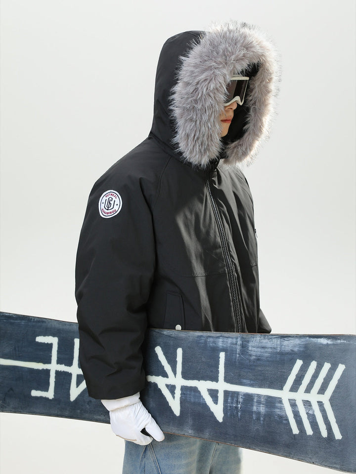 Outdoor Water-repellent Keep Warm Removable Fur Collar Thickening Hooded Parker