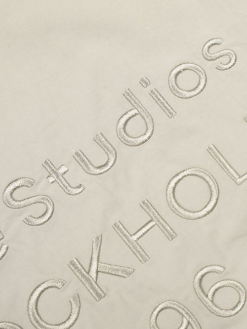 AC Letter Embroidery Stand Collar Zipper Double Layer Loose Jacket