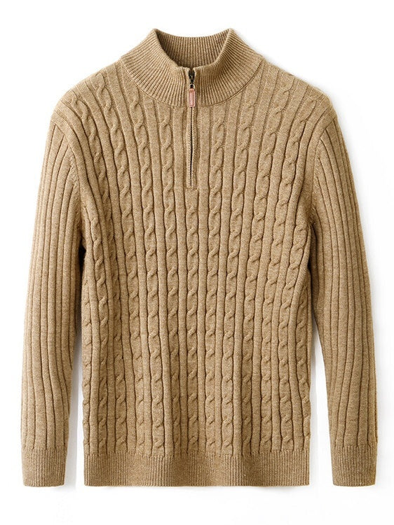 Mock Neck Half Zipper Thickening Keep Warm Leisure Sweaters