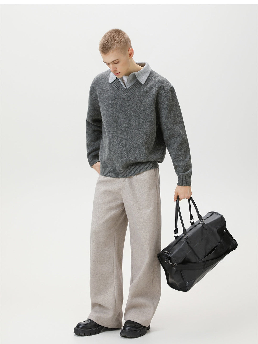 Fake two-piece lapel sweater