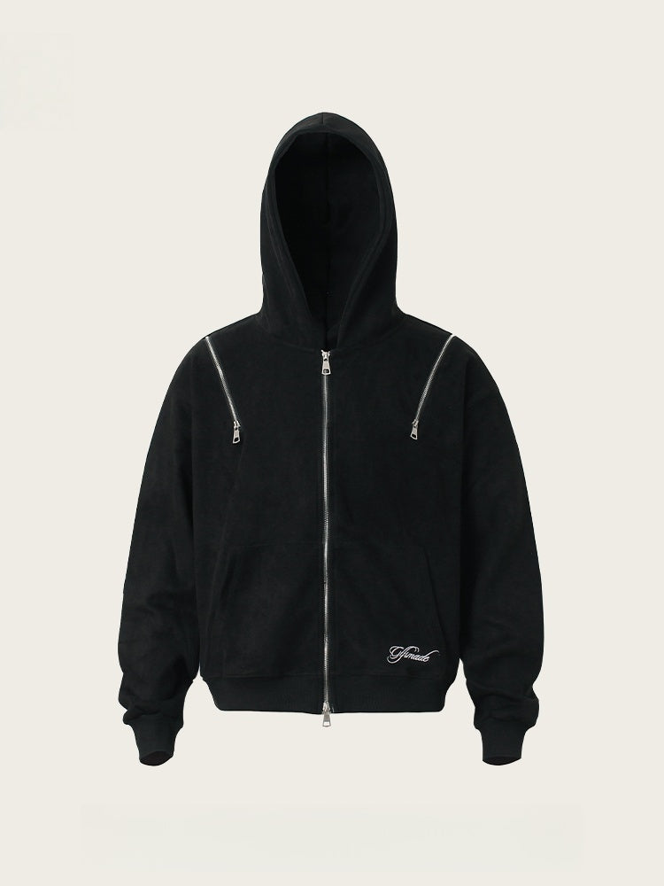 Neutral wear Zipper decoration Solid Color Sweatshirts&Hoodies