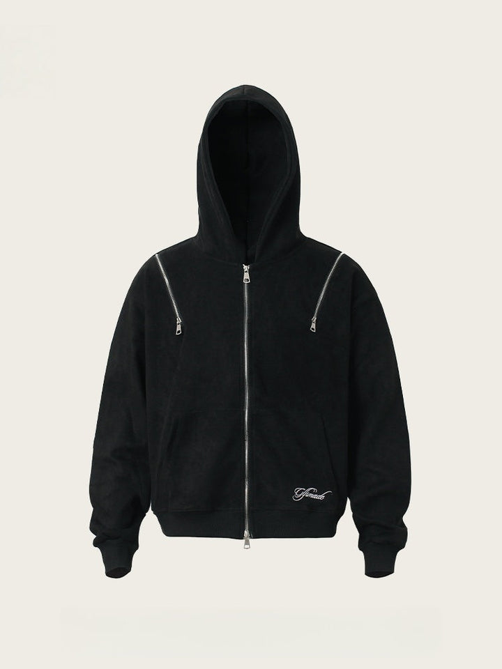 Neutral wear Zipper decoration Solid Color Sweatshirts&Hoodies