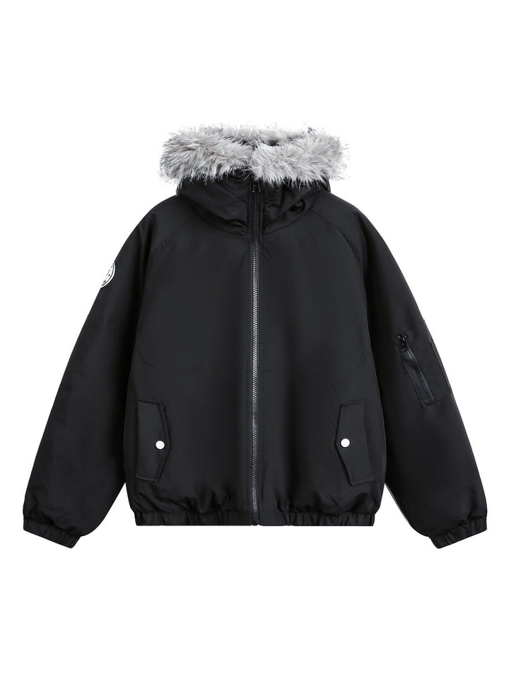 Outdoor Water-repellent Keep Warm Removable Fur Collar Thickening Hooded Parker
