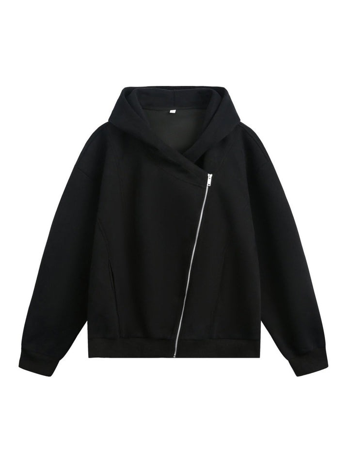 Irregular Zipper Hoodie Jackets