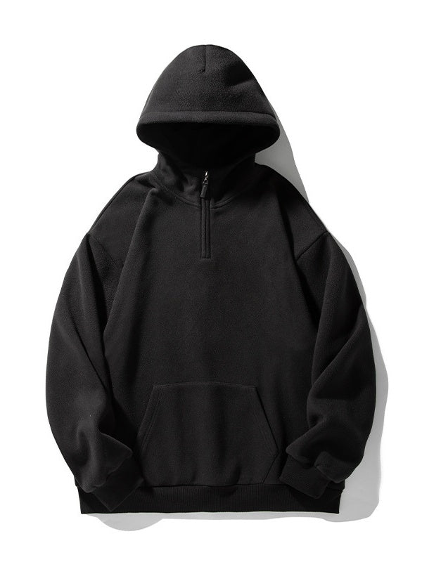 Half Zipper Thickening Polar Fleece Hooded Sweatshirt