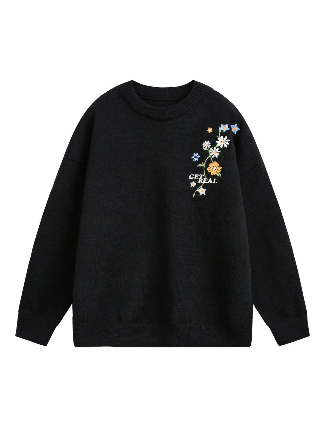 Plant patterns Embroidery Loose Thickening Pullover sweater