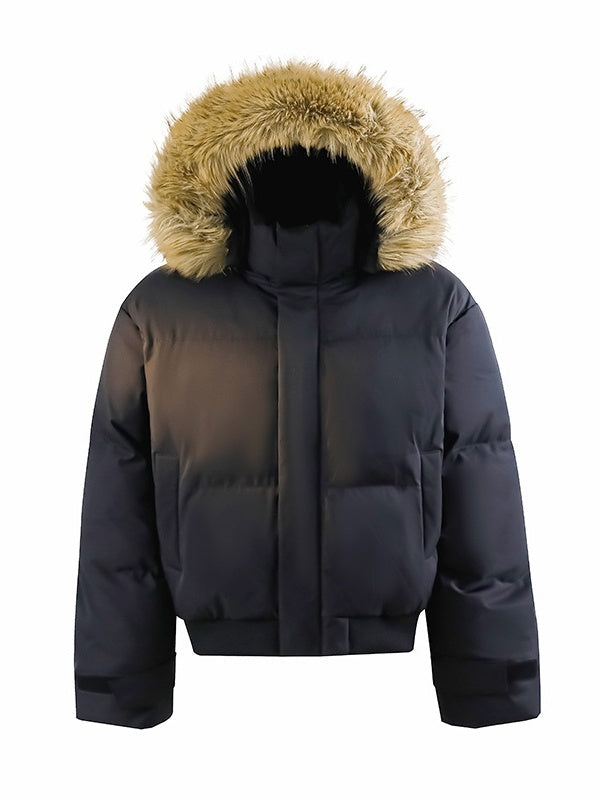 Fur Collar Thickening Keep Warm Loose Hooded Parker Cotton-padded Jacket