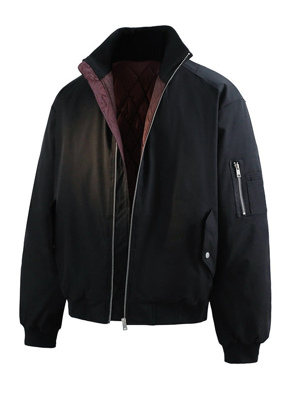 Cleanfit Triple-proof Warm High-collar Flight Jacket In Dark Red