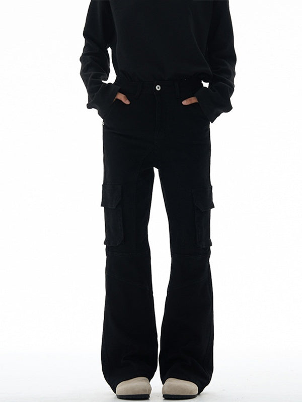 Liber Autumn Neutral wear Multiple pockets Solid Color Cargo Trousers