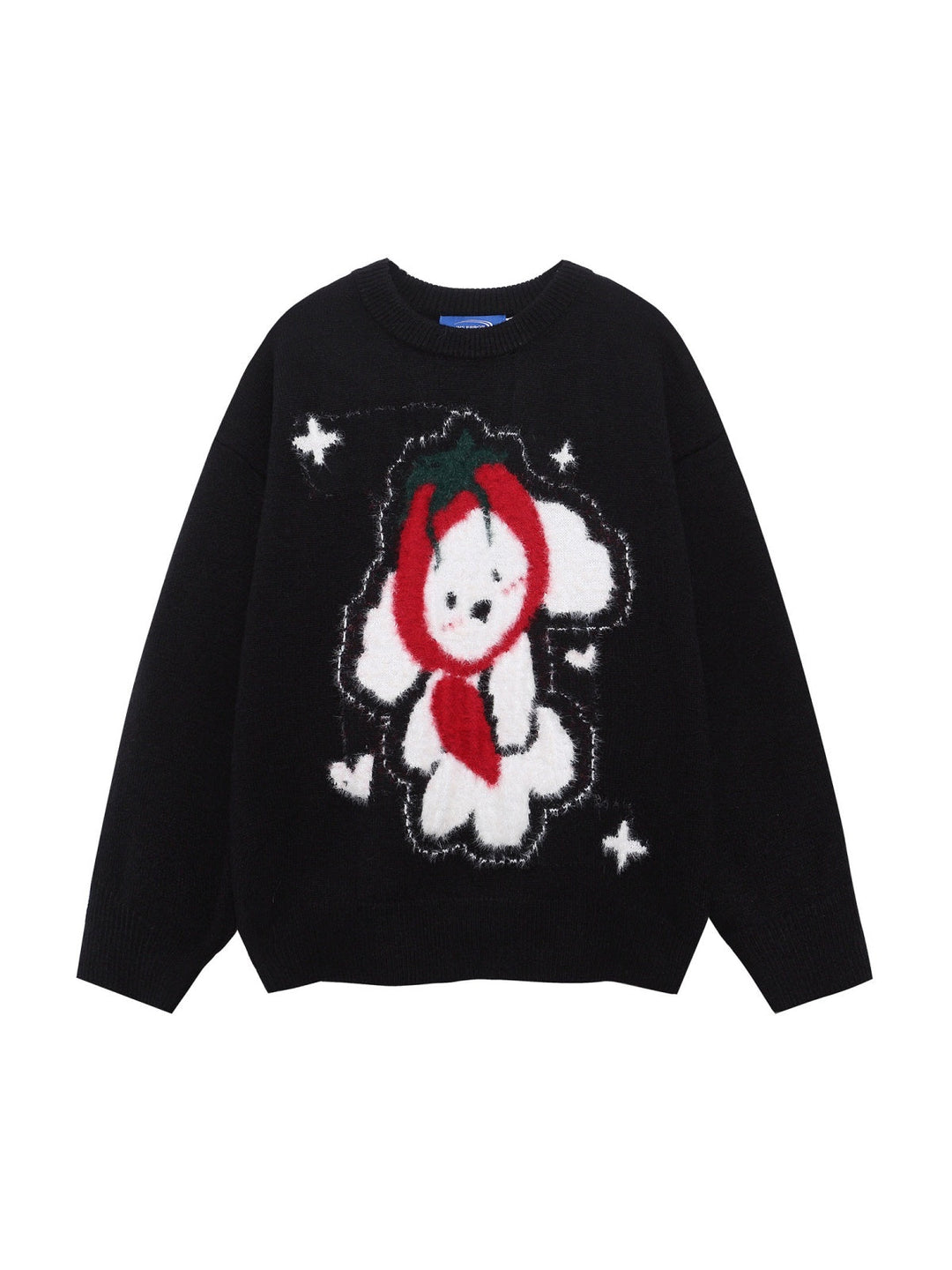 Retro Cute Tomato Puppy Jacquard Pullover Sweater