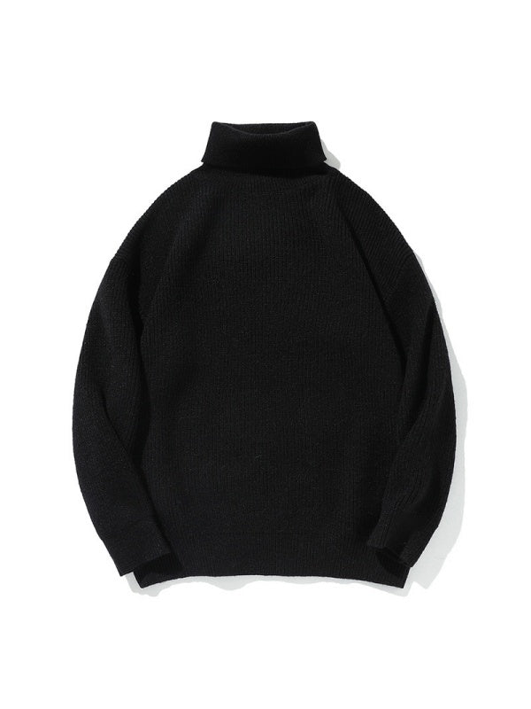 Simplicity Solid Color Loose Long Sleeve Turtleneck Sweater