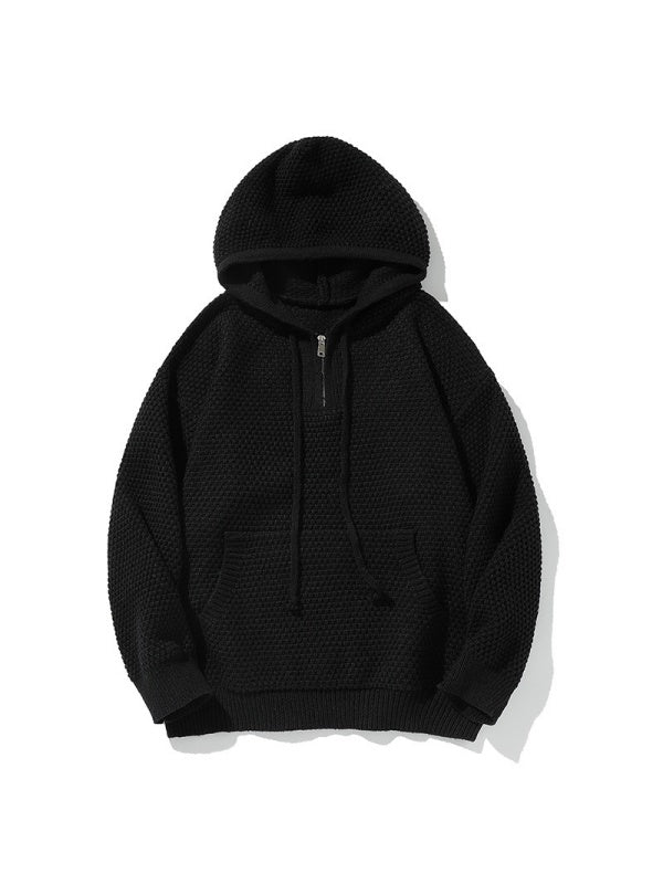 Leisure Half Zipper Pineapple Pattern Hooded Stereo Thickening Sweater