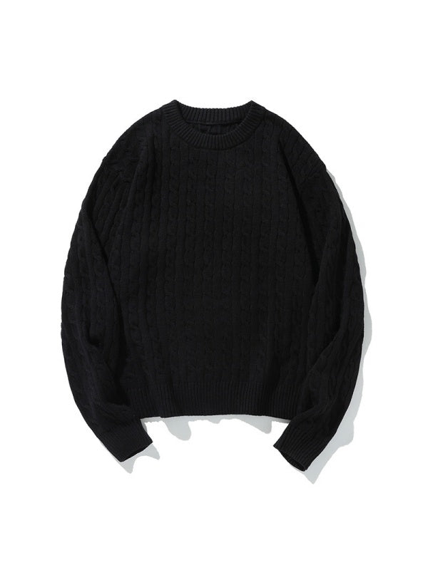 Mahua Retro Keep Warm Crew Neck Loose All-match Sweaters