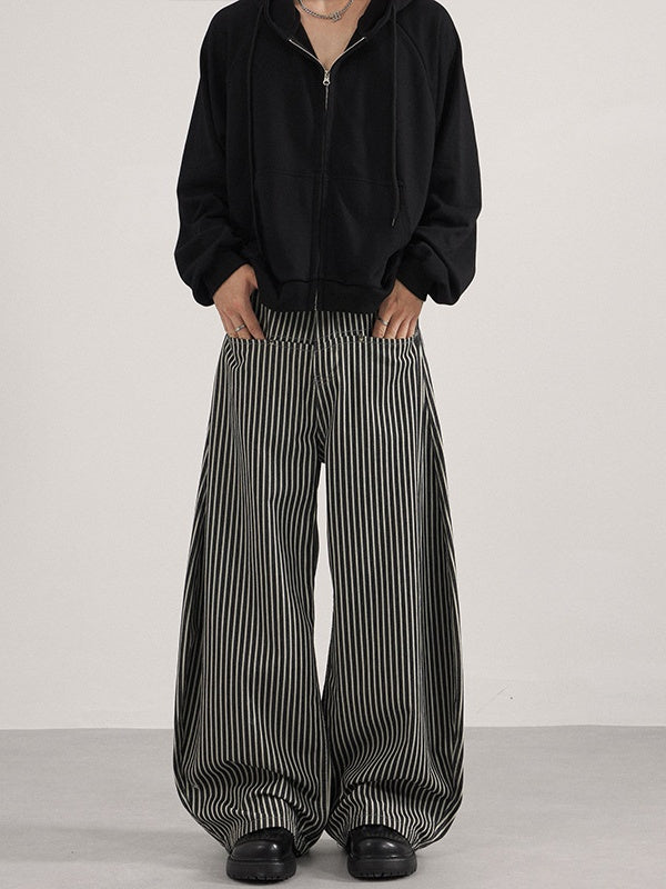 Liber Autumn Neutral wear Color matching Stripes Pants