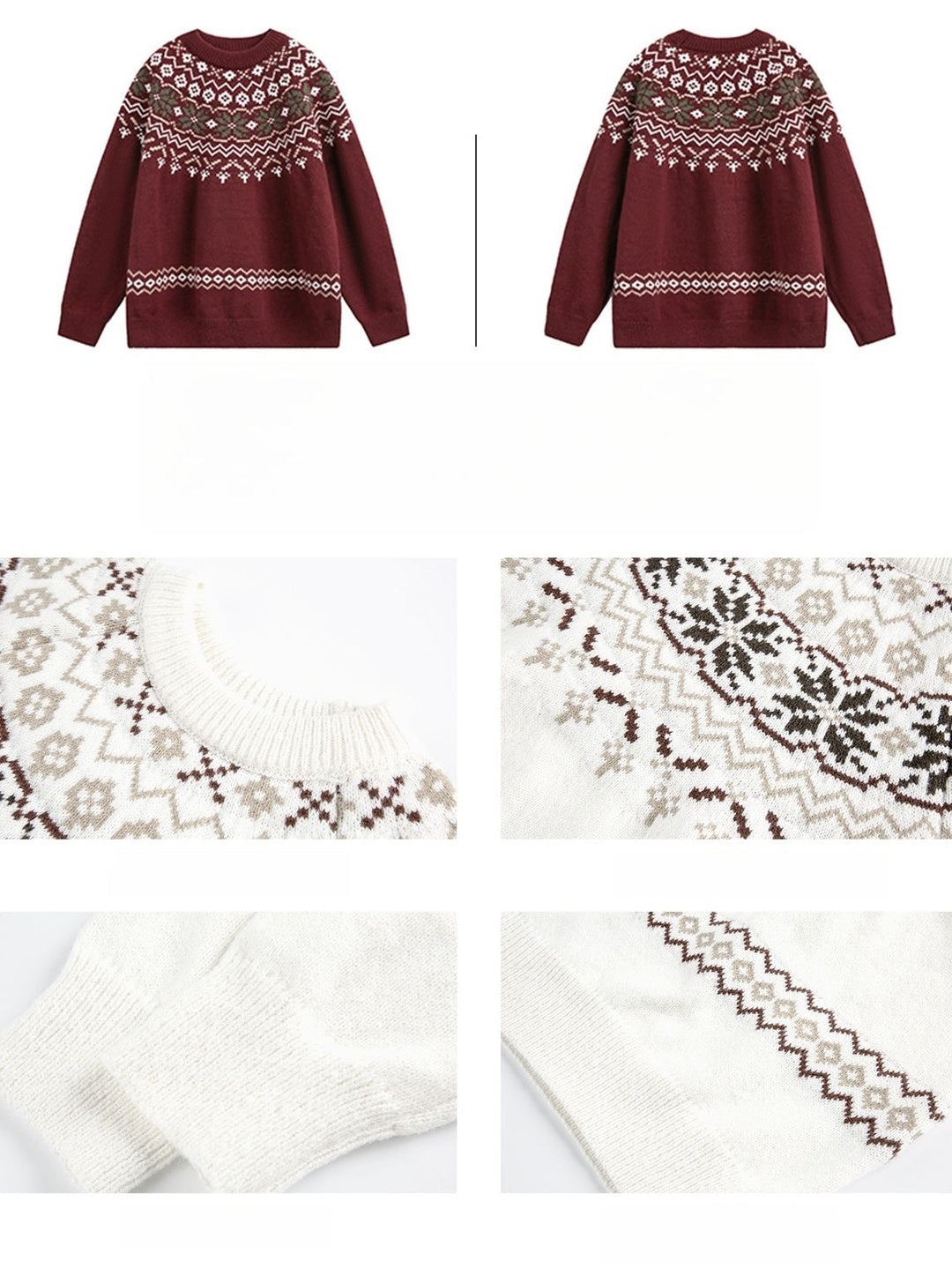 Fair Isle pattern Ethnic style All-match Pullover sweater