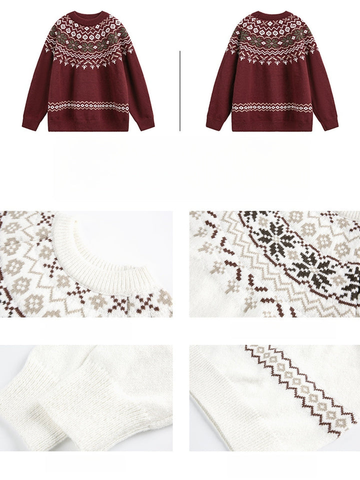 Fair Isle pattern Ethnic style All-match Pullover sweater