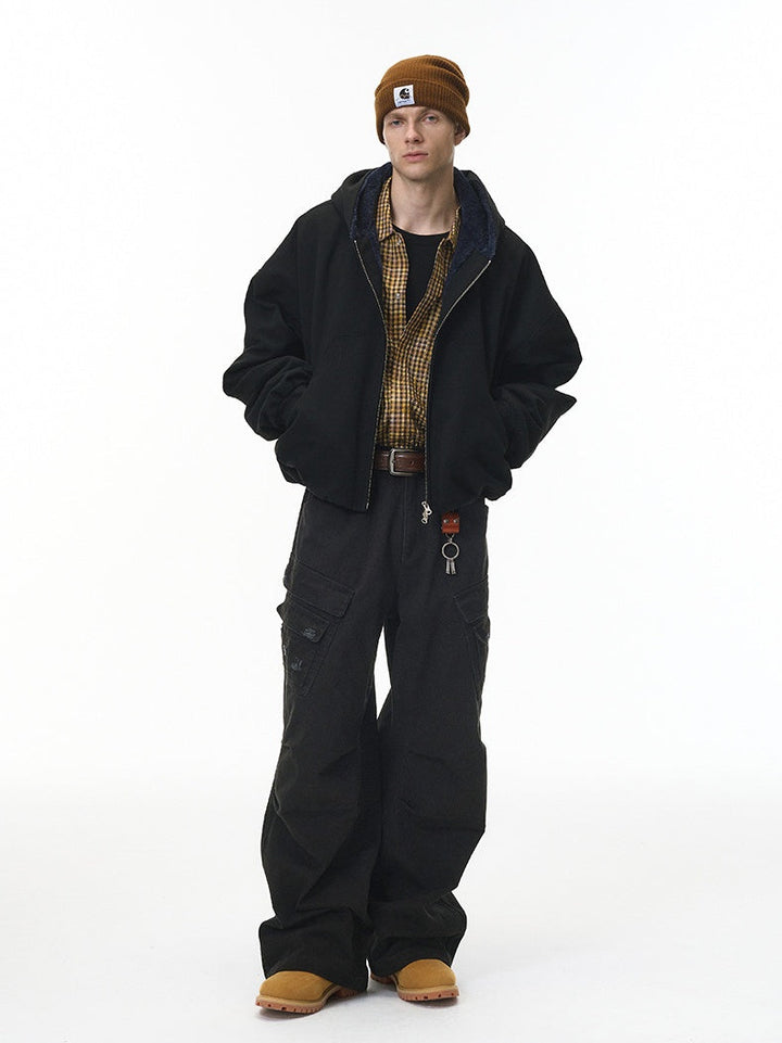 Washing Water Cut Multiple Pockets Old Tooling Casual Trousers