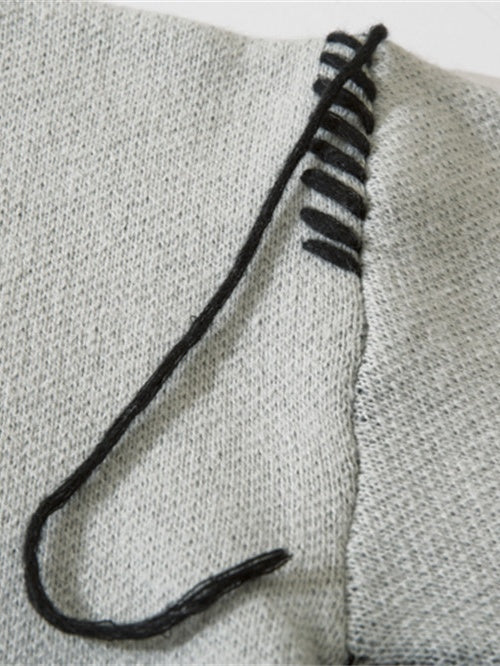 Dark Cross Jacquard Contrasting Colors Sutures Cut Destroy Sweater