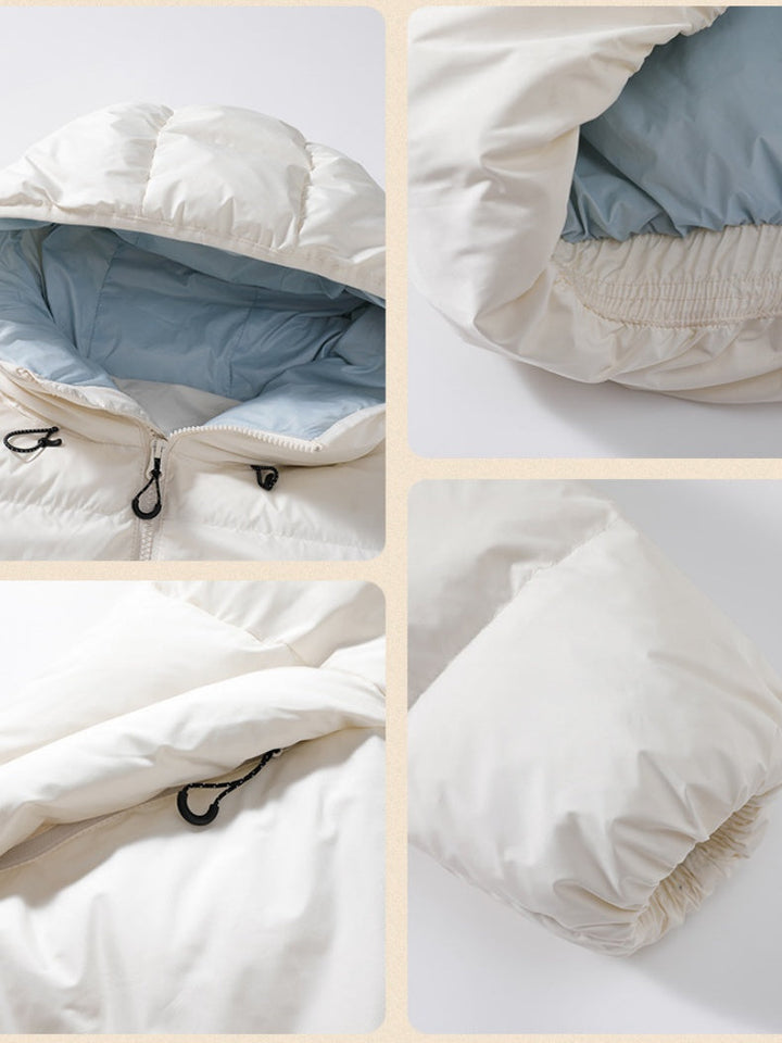 Maillard Contrasting Colors Keep Warm Hooded Coat