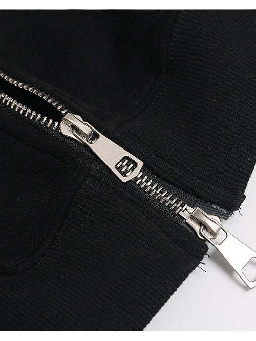 Neutral wear Zipper decoration Solid Color Sweatshirts&Hoodies