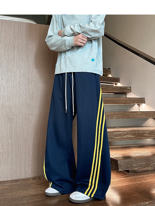 Neutral Color Matching Stripes Pants