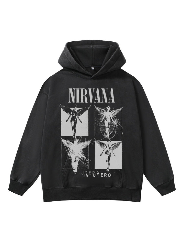 Washing Retro Angel Print 410G Loose Versatile Sweatshirt