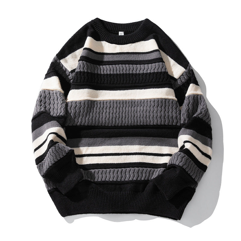 Neutral Color Block Striped Sweaters