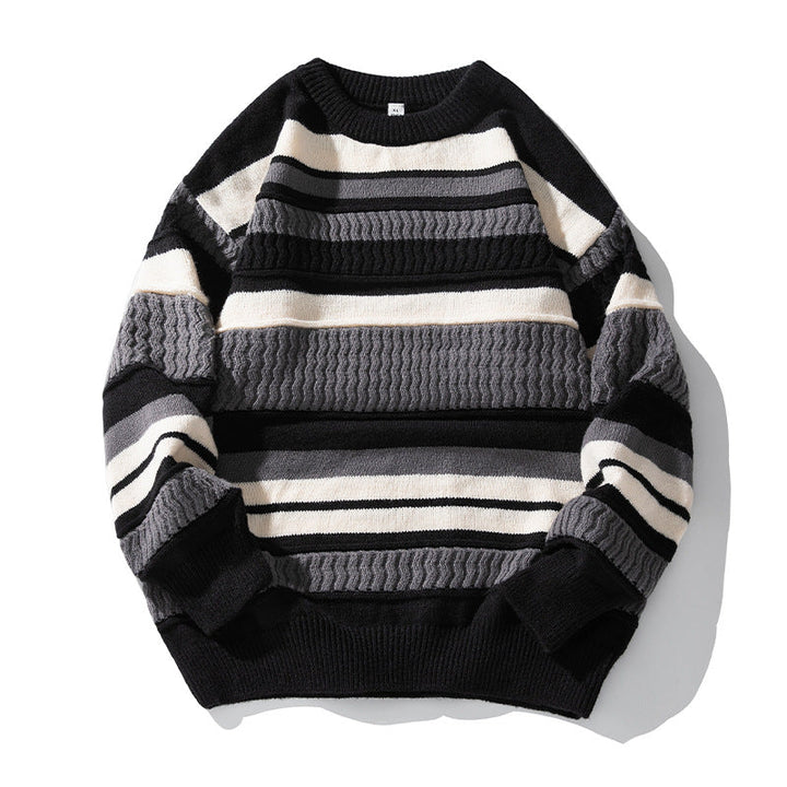 Neutral Color Block Striped Sweaters