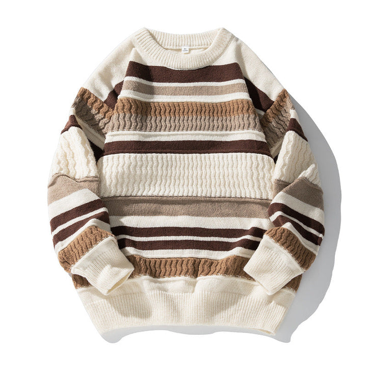 Neutral Color Block Striped Sweaters