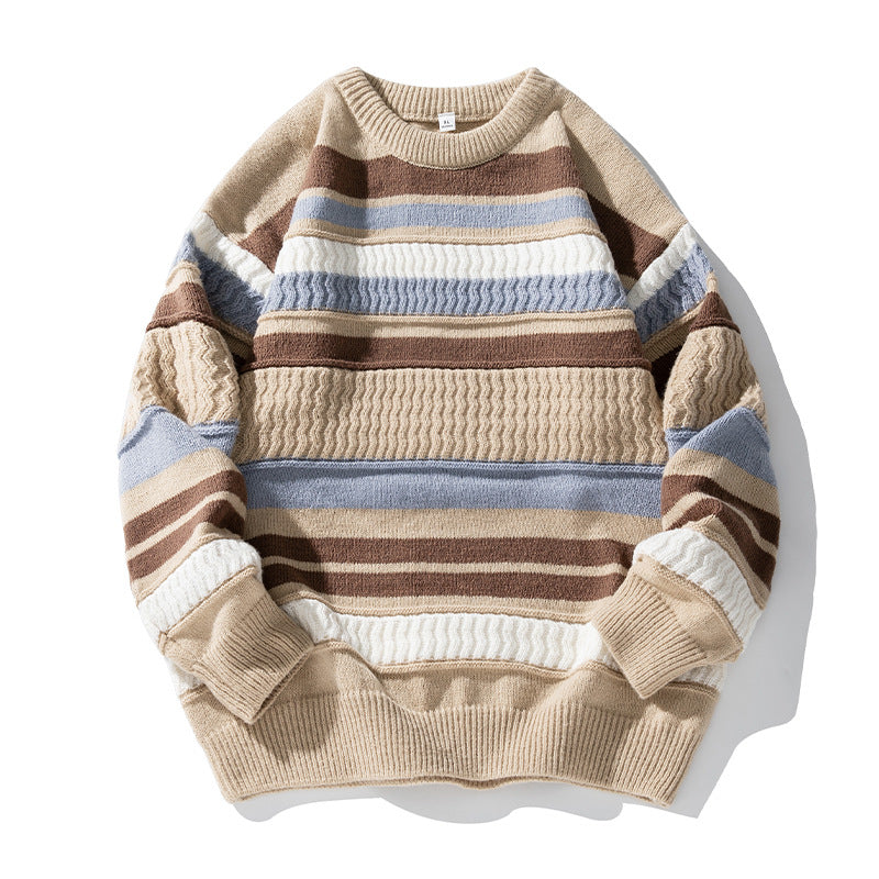 Neutral Color Block Striped Sweaters
