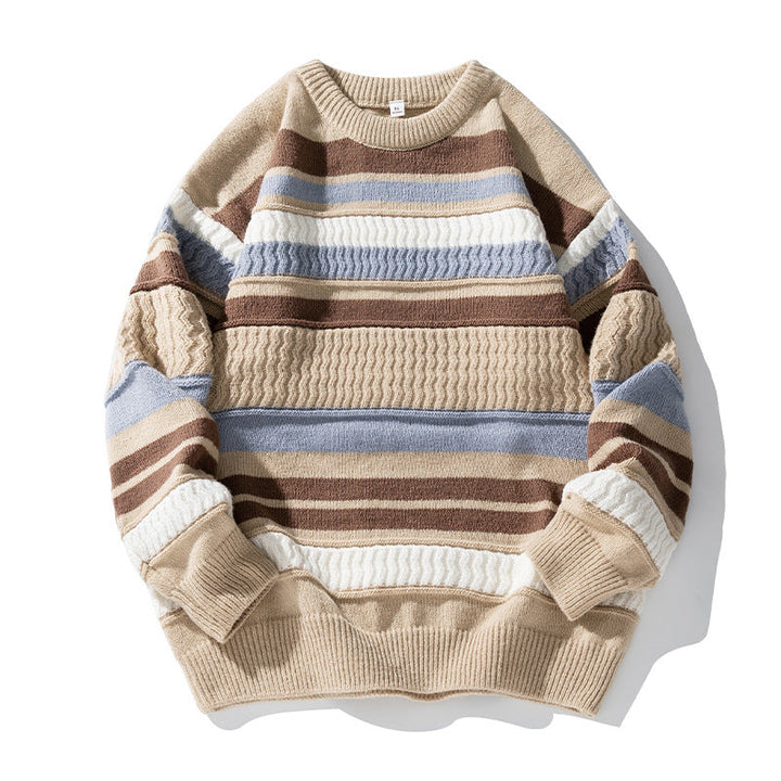 Neutral Color Block Striped Sweaters