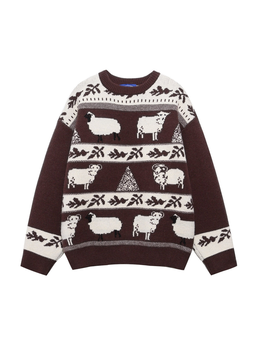 Christmas Retro Interesting Animals Stripes Contrasting Colors Pullover Sweater