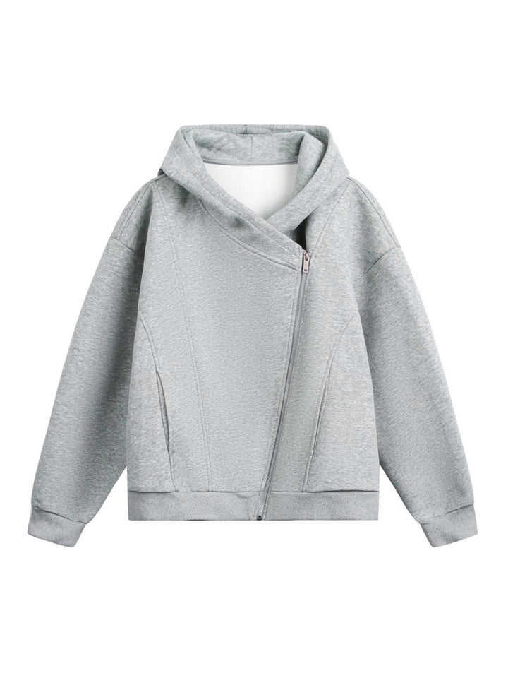 Irregular Zipper Hoodie Jackets