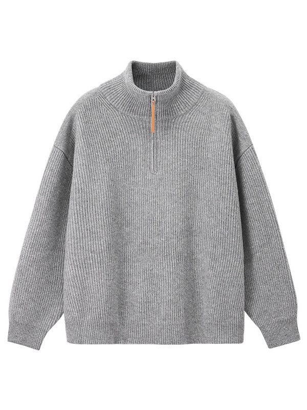 Half Zipper Turtleneck Old Money Style Sweaters