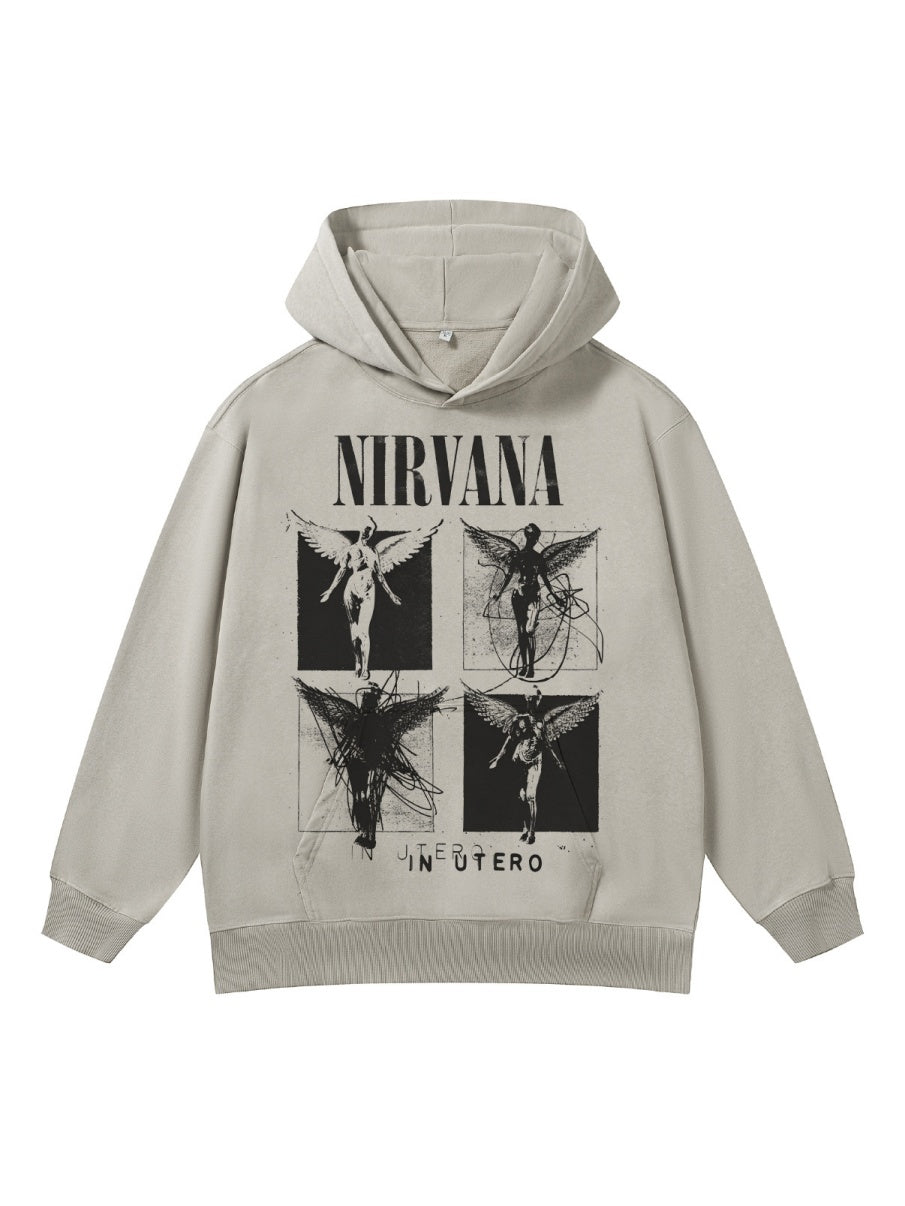 Washing Retro Angel Print 410G Loose Versatile Sweatshirt
