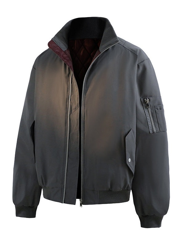 Cleanfit Triple-proof Warm High-collar Flight Jacket In Dark Red
