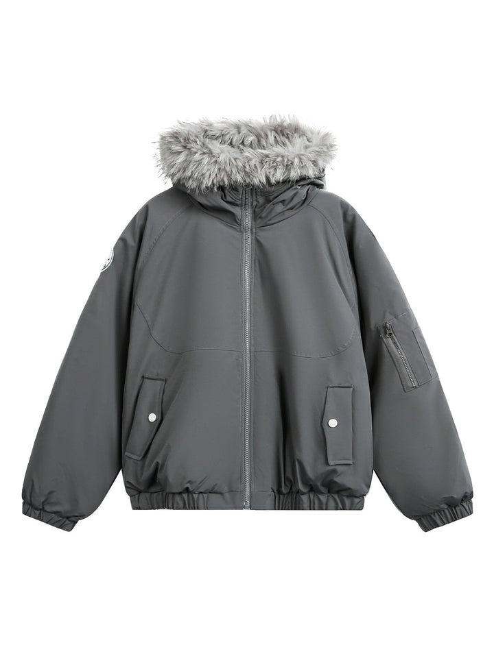 Outdoor Water-repellent Keep Warm Removable Fur Collar Thickening Hooded Parker