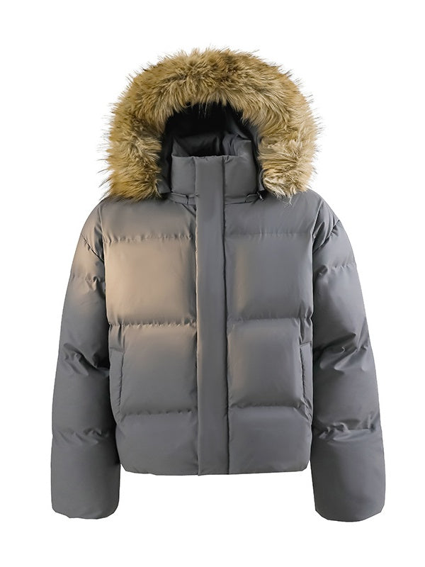 Thickening PU Leather Keep Warm Short Hooded Cotton-padded Clothes Parker Coat