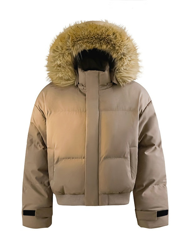 Fur Collar Thickening Keep Warm Loose Hooded Parker Cotton-padded Jacket