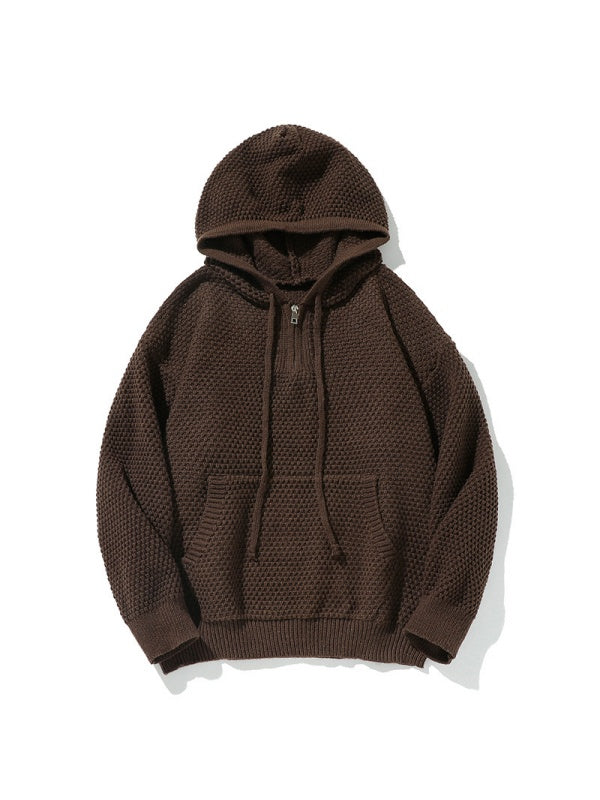 Leisure Half Zipper Pineapple Pattern Hooded Stereo Thickening Sweater