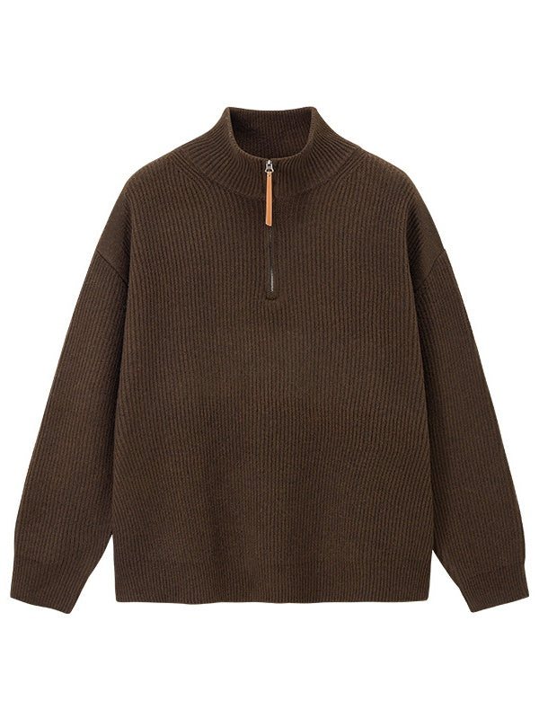 Half Zipper Turtleneck Old Money Style Sweaters