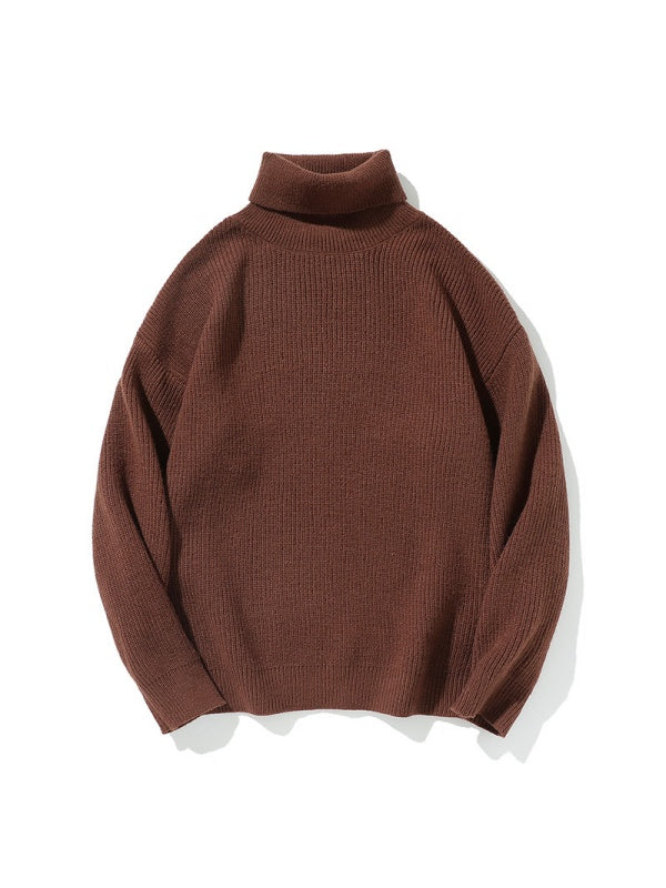 Simplicity Solid Color Loose Long Sleeve Turtleneck Sweater