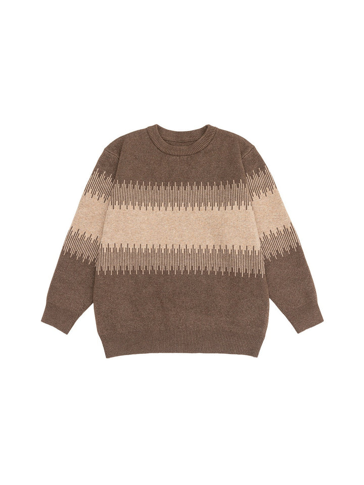 Contrasting Colors Crew Neck Loose Inner Wear Hood Sweaters