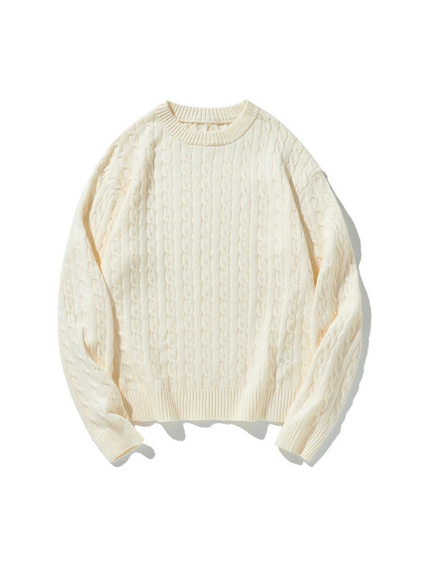 Mahua Retro Keep Warm Crew Neck Loose All-match Sweaters