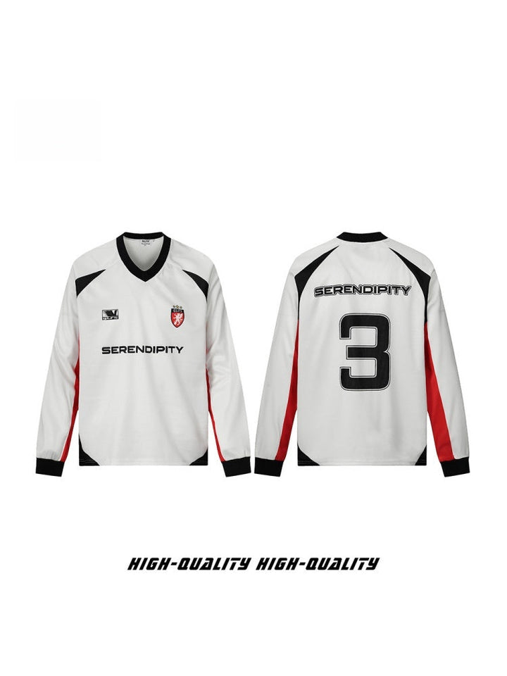 Color Block V-Neck Printed T-Shirt