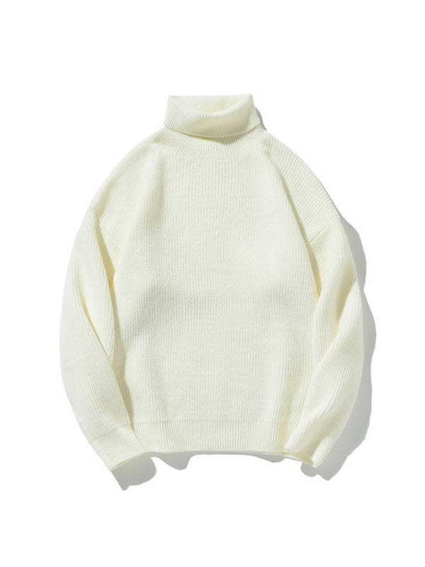 Simplicity Solid Color Loose Long Sleeve Turtleneck Sweater