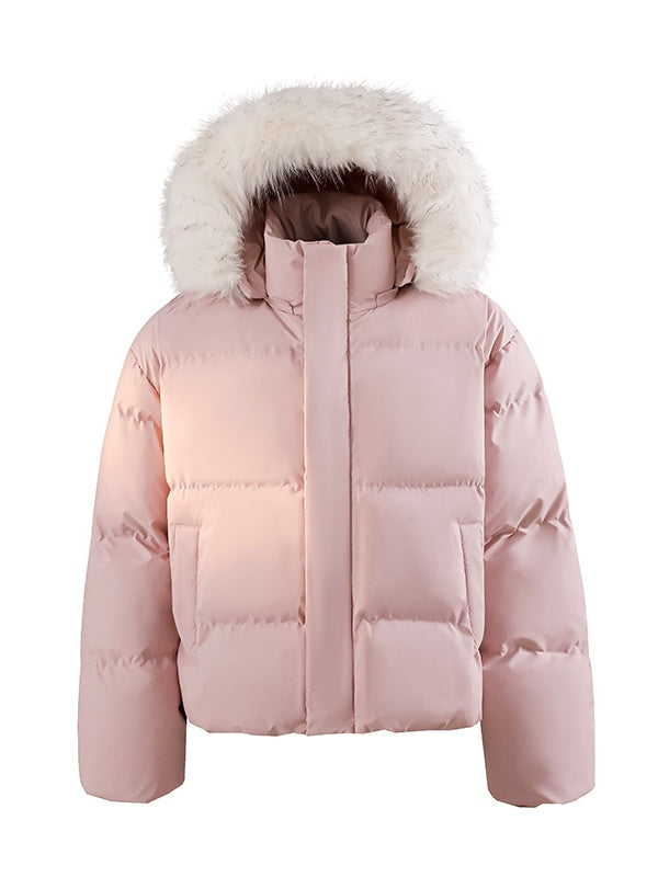 Thickening PU Leather Keep Warm Short Hooded Cotton-padded Clothes Parker Coat