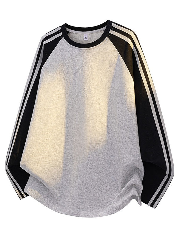 Liber Autumn Neutral wear Color matching Stripes T-shirts